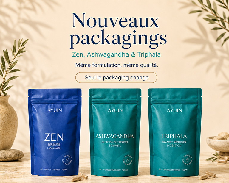 Nouveaux Packagings pour Zen, Ashwagandha & Triphala